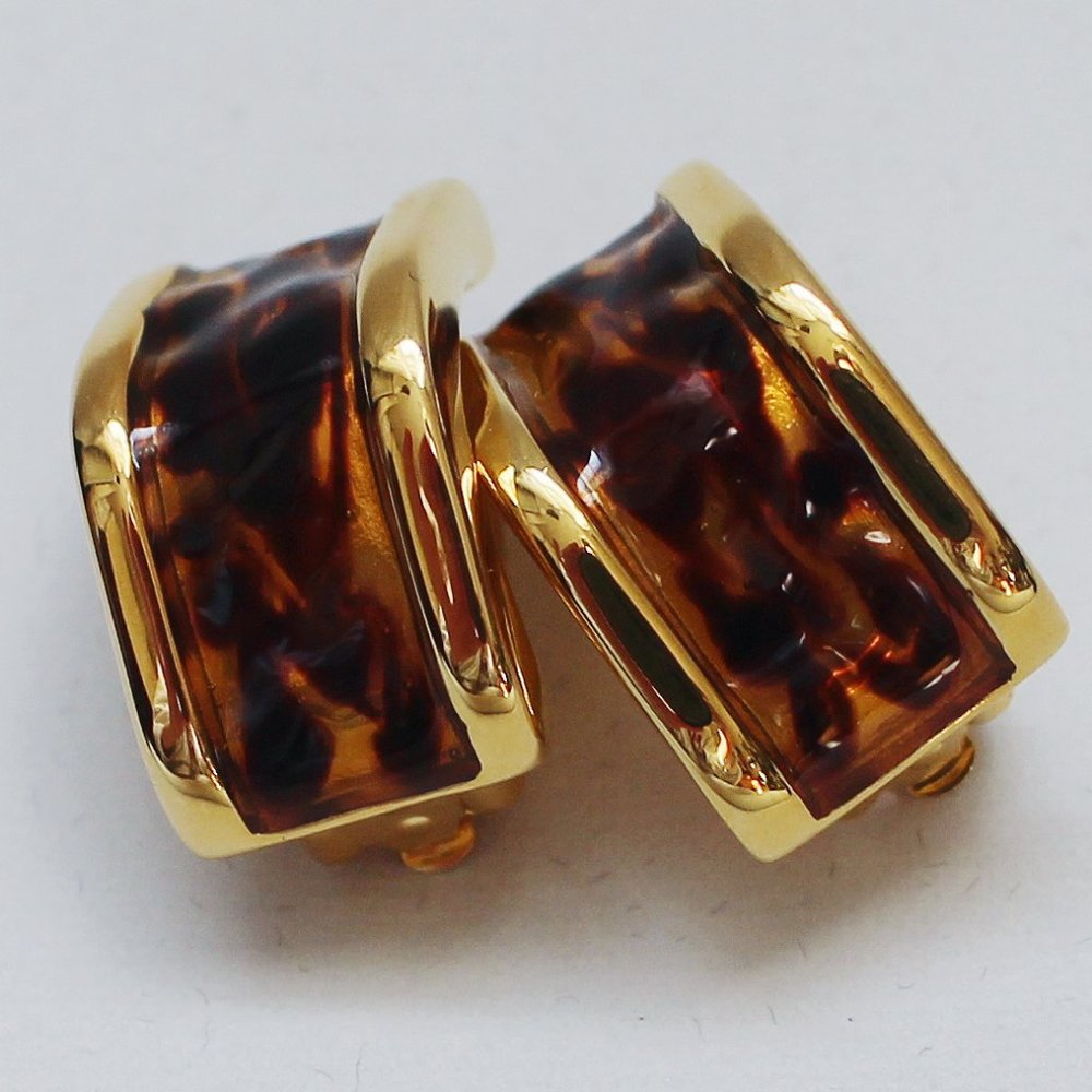 Joan Rivers Simulated Tortoise Clip Earrings
